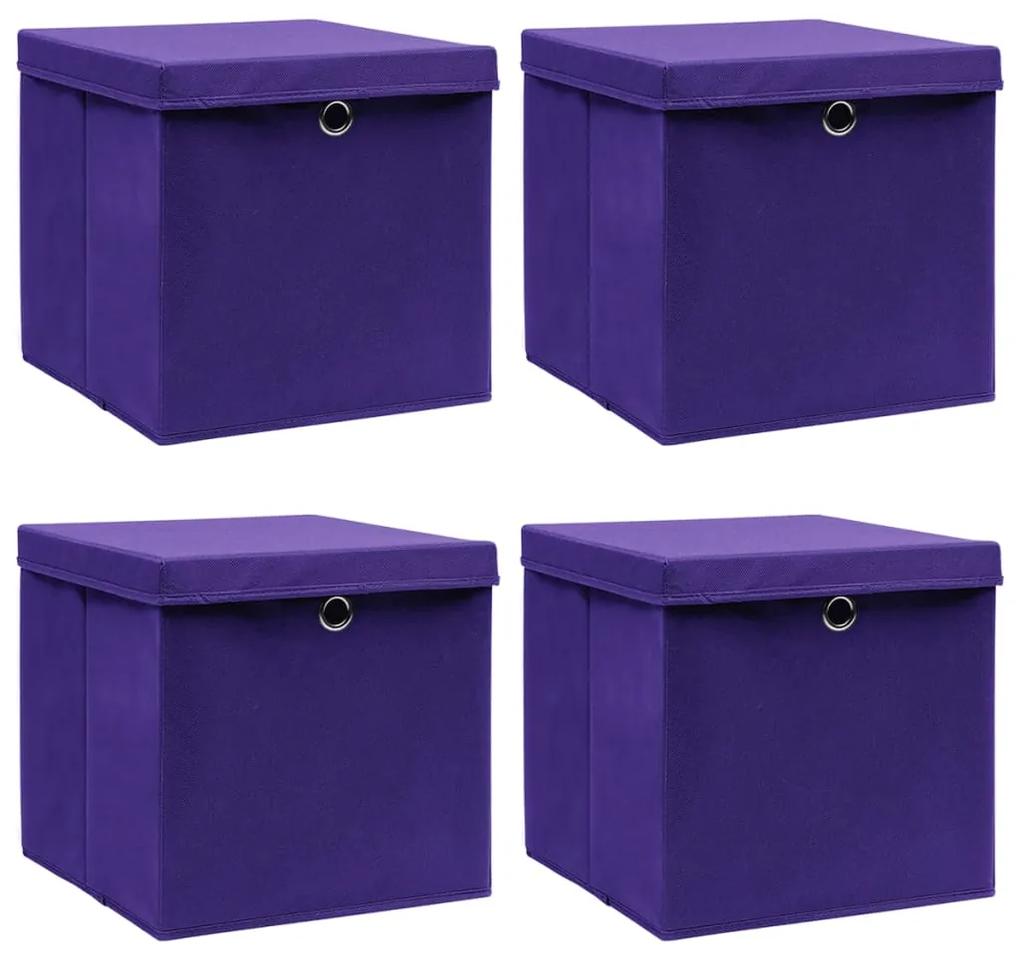 vidaXL Opbergboxen met deksels 4 st 28x28x28 cm paars