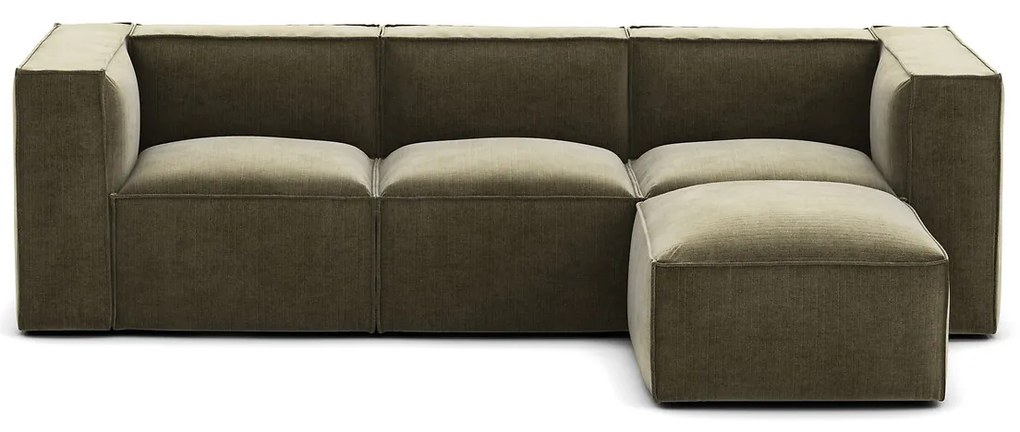 Modulaire bank, 3-zit en poef, vintage fluweel Seven