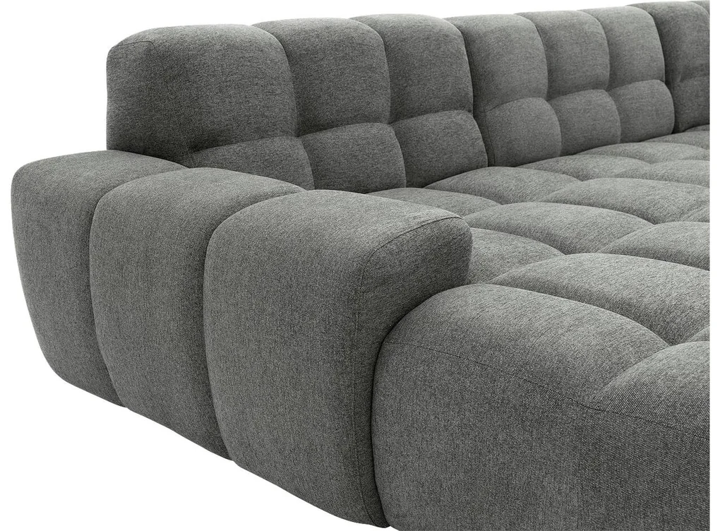 Goossens Excellent Bank Kubus - 30 X 30 Cm Stiksel grijs, stof, 1,5-zits, modern design met chaise longue links
