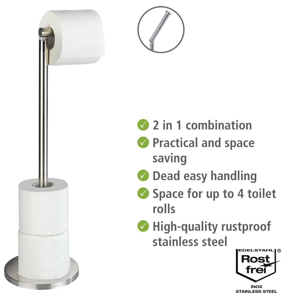 Wenko staande toiletrolhouder 2-in-1 RVS mat