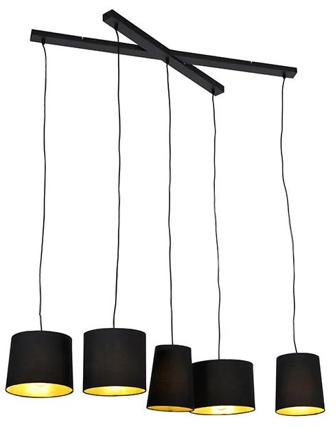 Stoffen Eettafel / Eetkamer Landelijke hanglamp zwart 5-lichts - Hermina Landelijk E27 Binnenverlichting Lamp