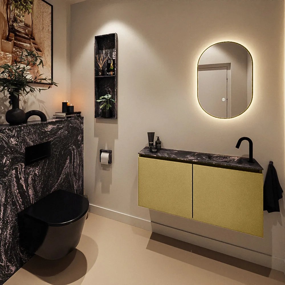 Mondiaz Ture DLux toiletmeubel 100cm oro met wastafel lava rechts met kraangat