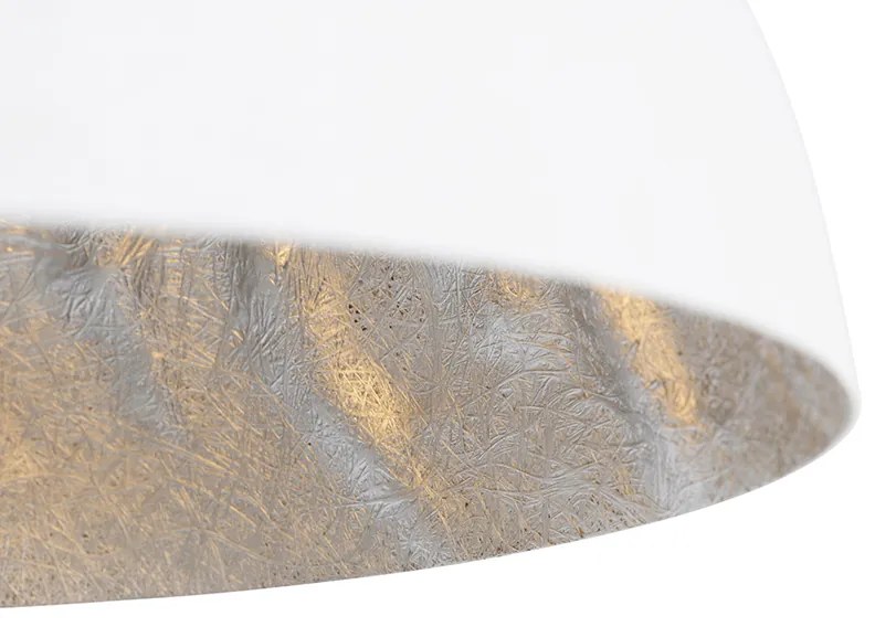 Moderne hanglamp wit met zilver 50cm - Magna