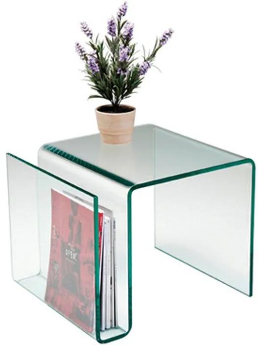 Kare Design Clear Club Bijzettafel Glas Met Krantenbak - 47 X 42cm.