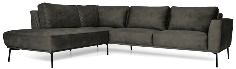 Hoekbank - Tulp - links - leer Colorado antraciet 01