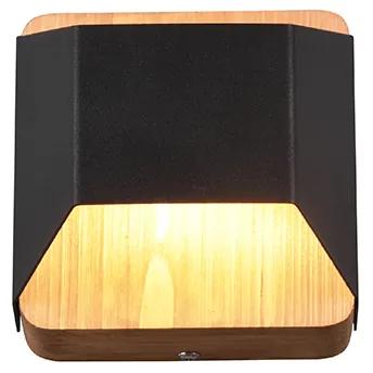 Wandlamp zwart 12 cm incl. LED 3-staps dimbaar - Tyko Modern vierkant Binnenverlichting Lamp
