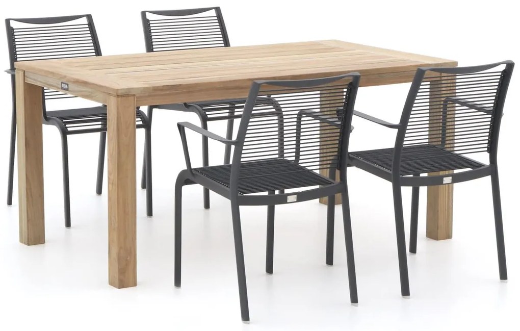 + 15% kassakorting | Diningset Apple Bee | 4 personen teakhout | Tuinset stapelbaar | 5-delig | Kees Smit Tuinmeubelen