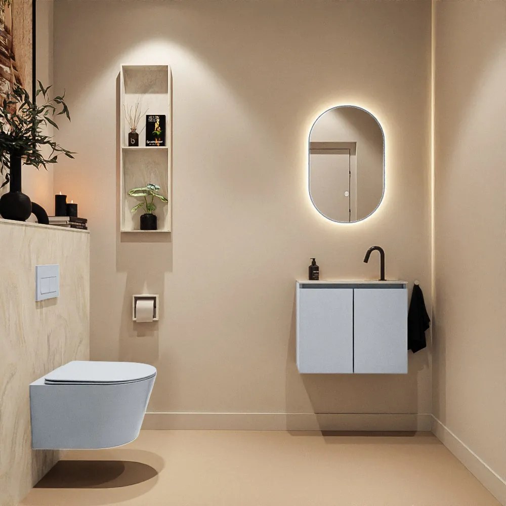 Mondiaz Ture DLux toiletmeubel 60cm clay met wastafel ostra midden met kraangat