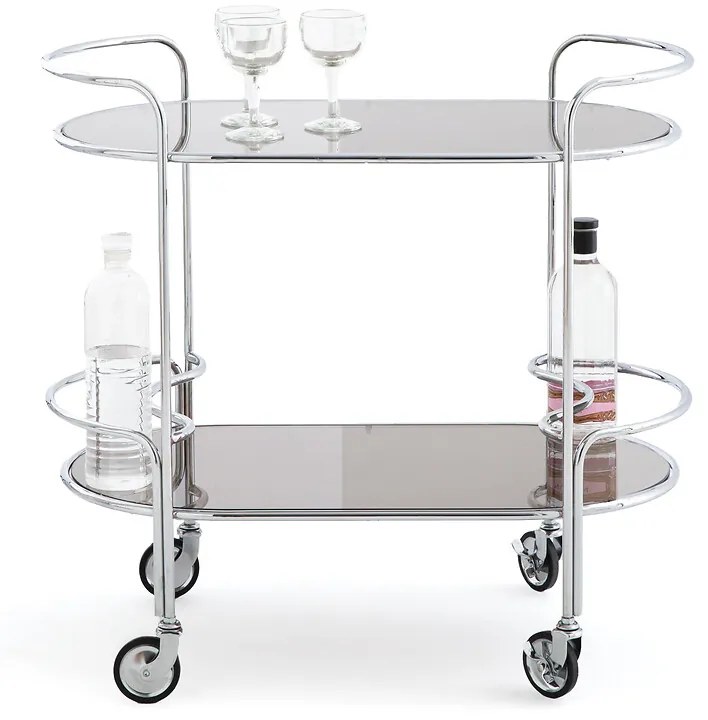 Dressoir van gerookt glas en verchroomd staal Vincenzo