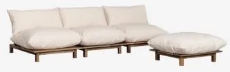 3-delige Modulaire Tuinligbank Met Poef Van Acaciahout Brina Beige – Crème - Sklum