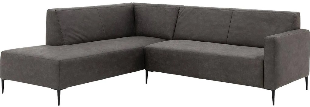 Goossens Key West antraciet, micro leer, 2,5-zits, modern design met ligelement links