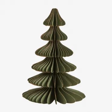 Pack Van 2 Kerstbomen Van Papier Navira Groen Pesto Met Gouden Rand & ↑15 Cm - Sklum