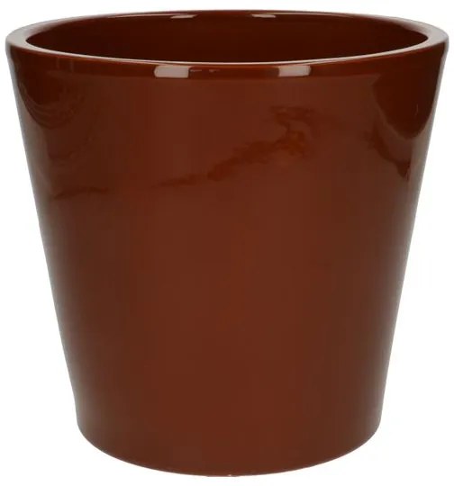 Bloempot, aardewerk, cognacbruin,Ø 20 cm
