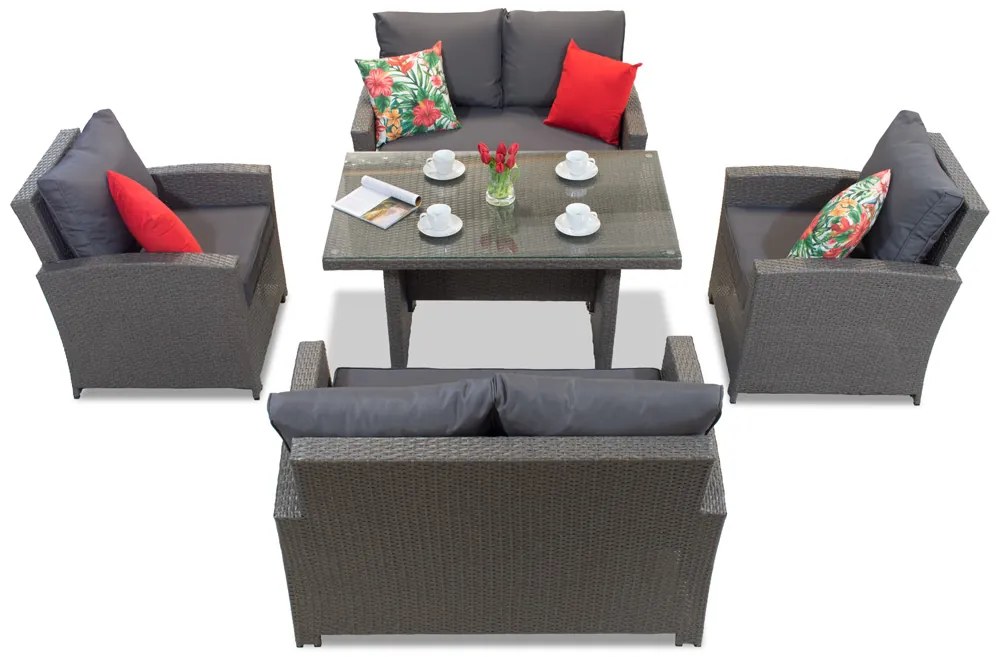 Tuinpunt Parma Apetito 6 antraciet technorattan tuinset