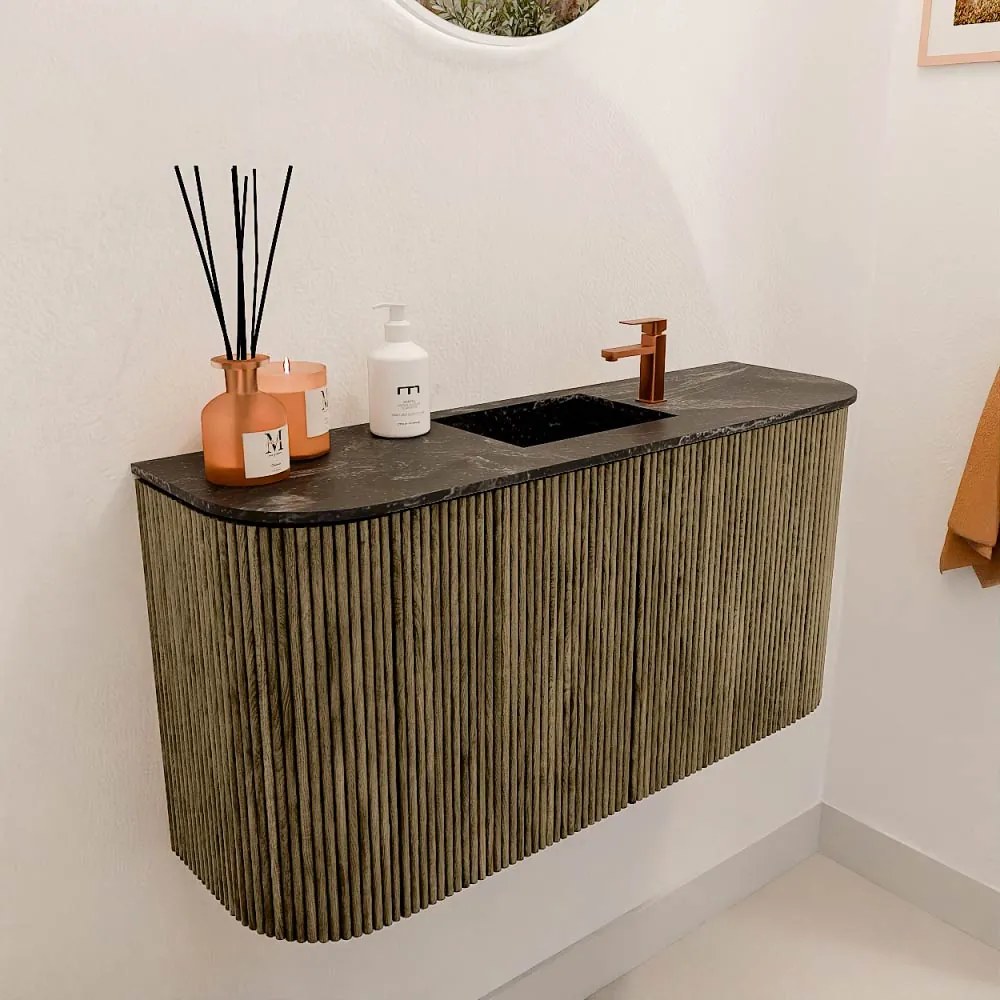 Mondiaz Joya DLux 85cm toiletmeubel ronding links/rechts dusk met wastafel faye midden 1 kraangat lava