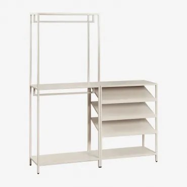 Janine 2-delige Open Modulaire Kledingkast Met Een Lage Stalen Garderobe En Schoenenrek Tapioca Beige - Sklum