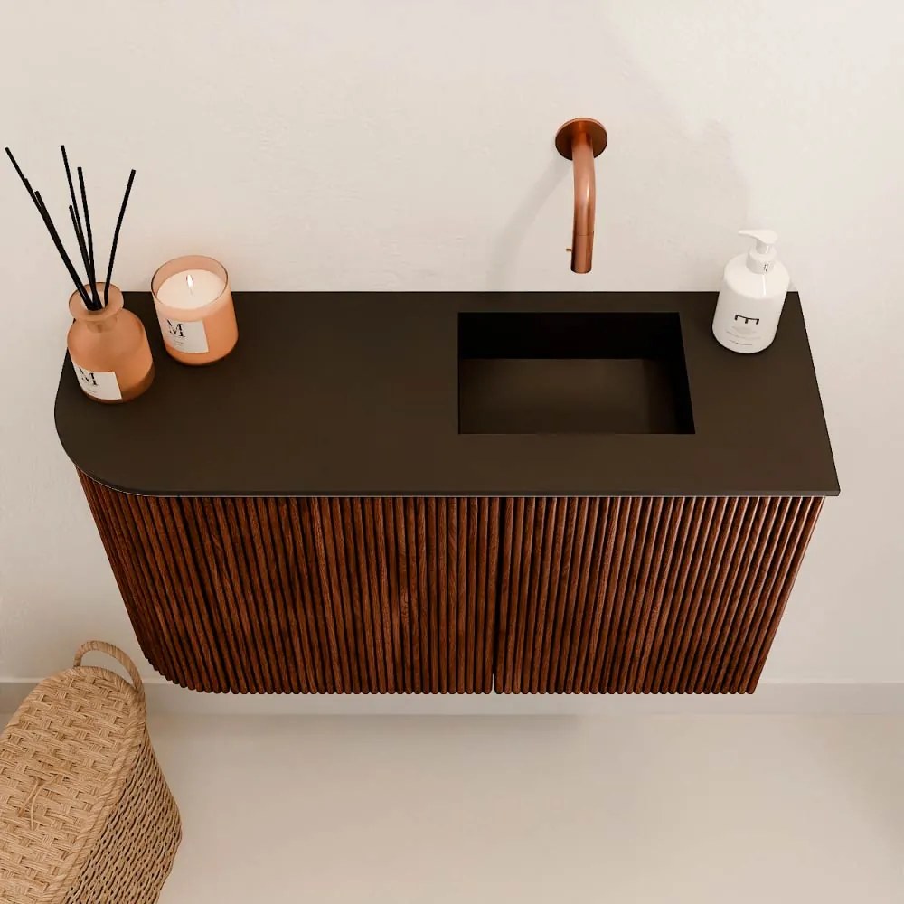 Mondiaz Joya 70cm toiletmeubel ronding links ruby met wastafel faye rechts zonder kraangat urban