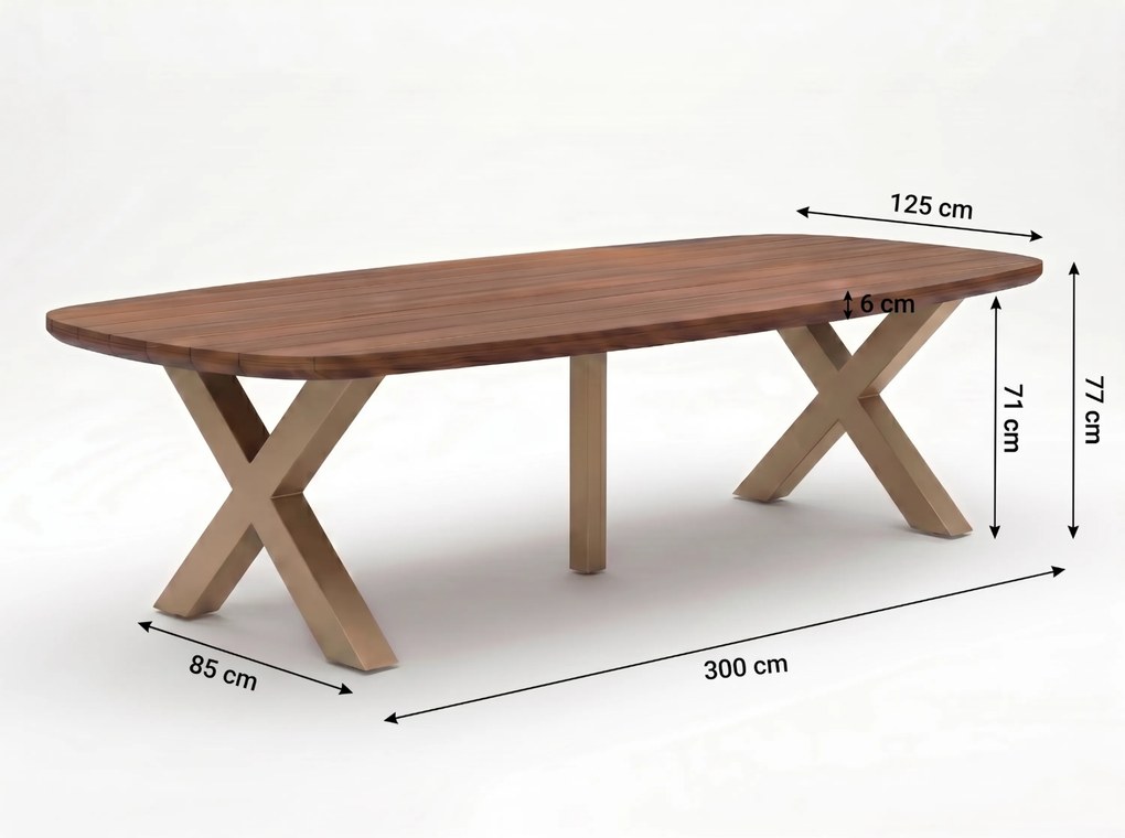 Dining Tuintafel rechthoekig 300 x 100 cm loft Zand/Beige Falcon/Cardiff