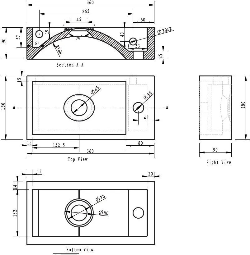 Mueller Small natuursteen fonteinset rechts met verouderd messing gebogen fonteinkraan en toebehoren