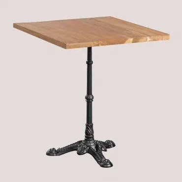 Azteca Vierkante Barkruk Van Acaciahout ↔︎ 70 Cm & Zwart - Sklum