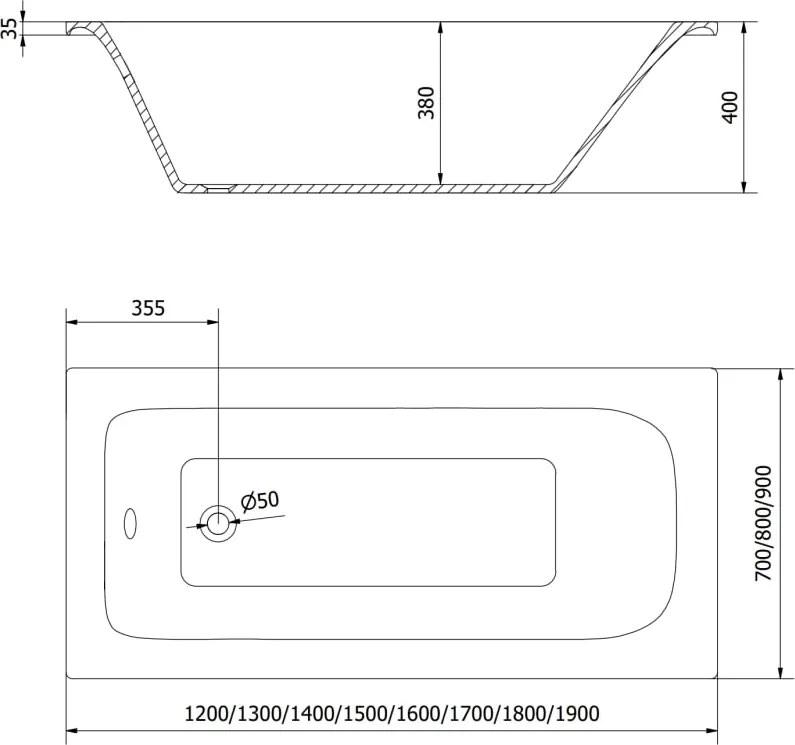 Mexen Vega rechteckig bad 160 x 70 cm met ombouw, wit - 55011607000X