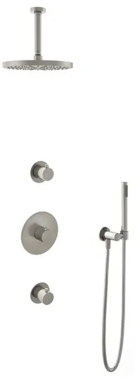 Hotbath Buddy IBS Regendoucheset - 15cm plafondarm - 25cm ronde hoofddouche - staafhanddouche - geborsteld nikkel IBS1GN24