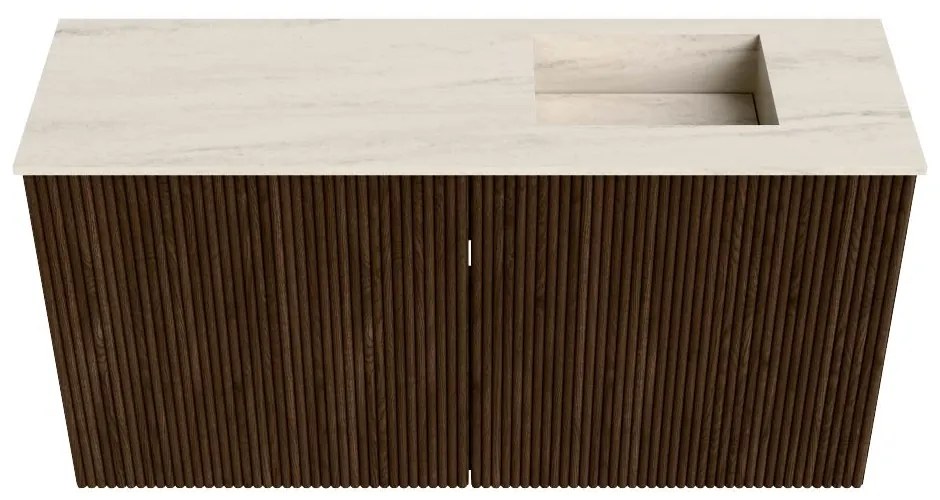 Mondiaz Joya DLux 80cm toiletmeubel walnut met wastafel faye rechts 1 kraangat meli
