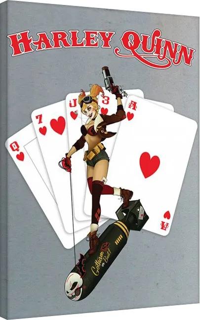 Print op canvas DC Comics - Harley Quinn - Cards, (60 x 80 cm)