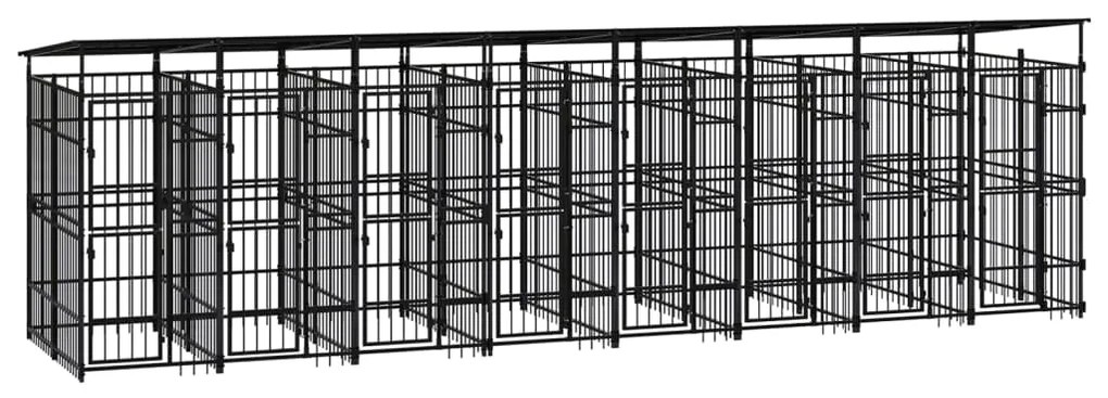 vidaXL Hondenkennel met dak 14,75 m² staal