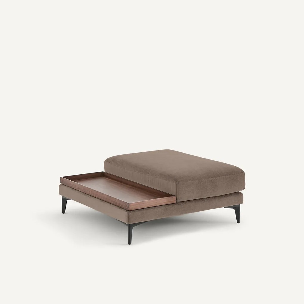 Voetensteun met dienblad, in stonewashed fluweel, MODERNISTE, ontwerp Emmanuel Gallina