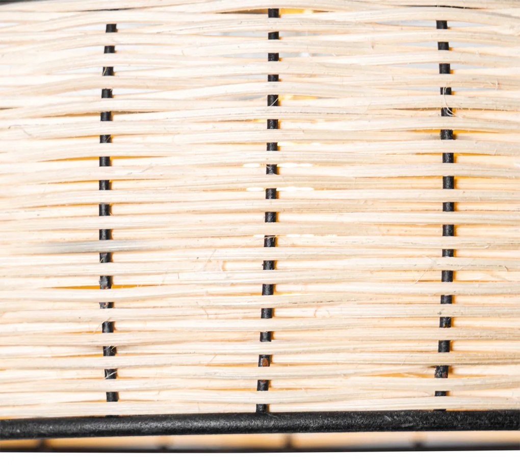 Oosterse plafondlamp zwart met rotan 25 cm - Emir