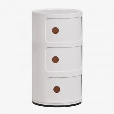 Babel Nachtkastje Ø30 Cm Met Planken Gebroken Wit & 3 Lades - Sklum
