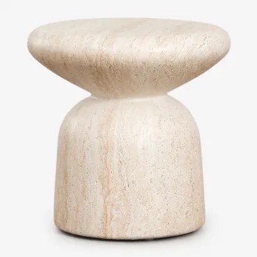 Set Van 2 Nachtkastjes Ø40 Cm In Cement Zanira Look Travertino - Sklum