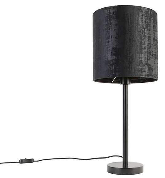 Stoffen Moderne tafellamp zwart met kap zwart 25 cm - Simplo Modern E27 cilinder / rond Binnenverlichting Lamp
