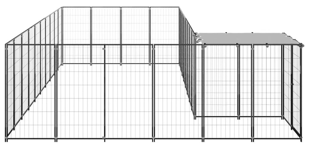 vidaXL Hondenkennel 19,36 m² staal zwart