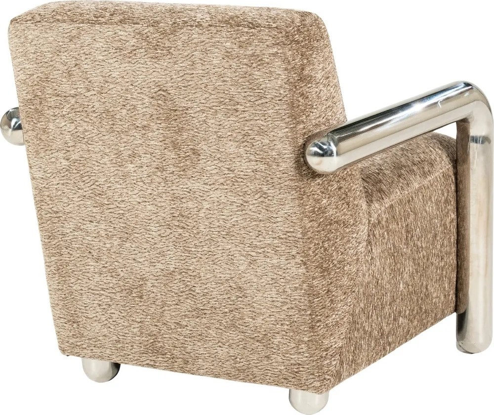 Fauteuil Chromen Armen Taupe