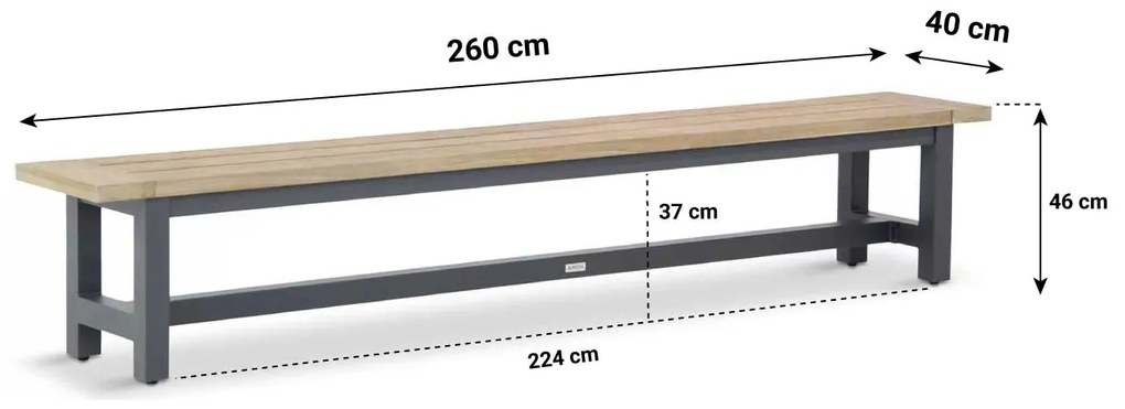 Picknick Set 6 personen 260 cm Aluminium/teak Grijs Lifestyle Garden Furniture San