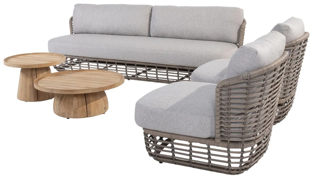 4 Seasons Outdoor Lugano loungeset met twee Pablo tafels  Loungeset    lichtgrijs weerbestendig