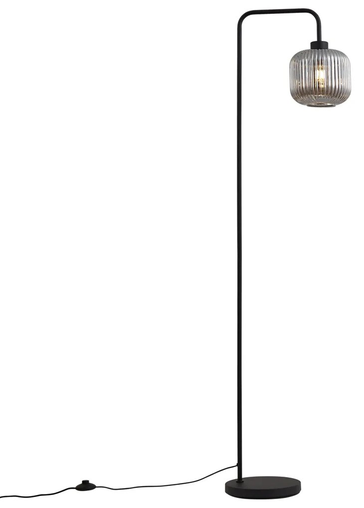 Smart vloerlamp zwart met smoke glas incl. Wifi A60 - Ana