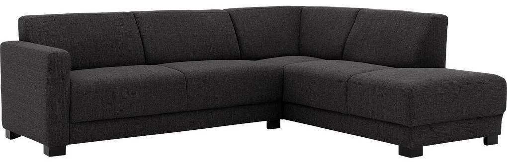 Goossens  My Style zwart, stof, 2,5-zits, stijlvol landelijk met chaise longue rechts