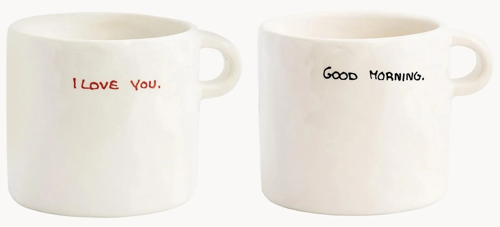 Handbeschilderde mokken Perfect Morning, 2-delig