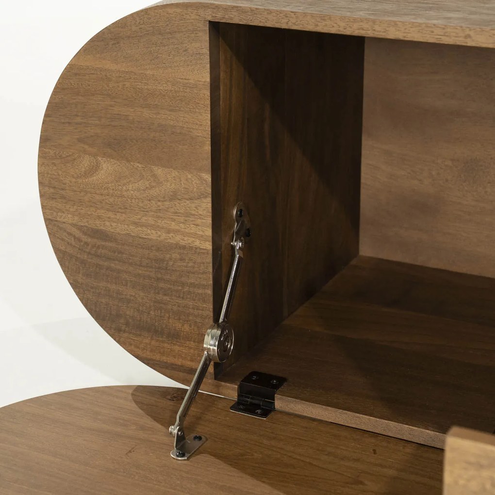 Ovaal Tv-meubel Mangohout 210 Cm - 210x40x43cm.