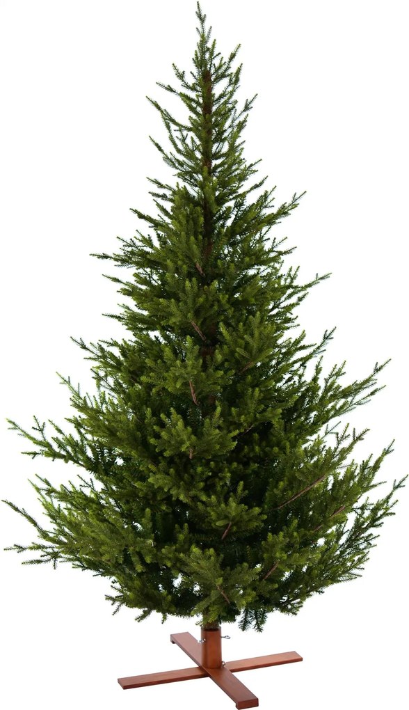 Sami Mountain Spruce Wood kunstkerstboom - 183 cm - Donkergroen - Diameter 124 cm - 3088 tips - Houten voet