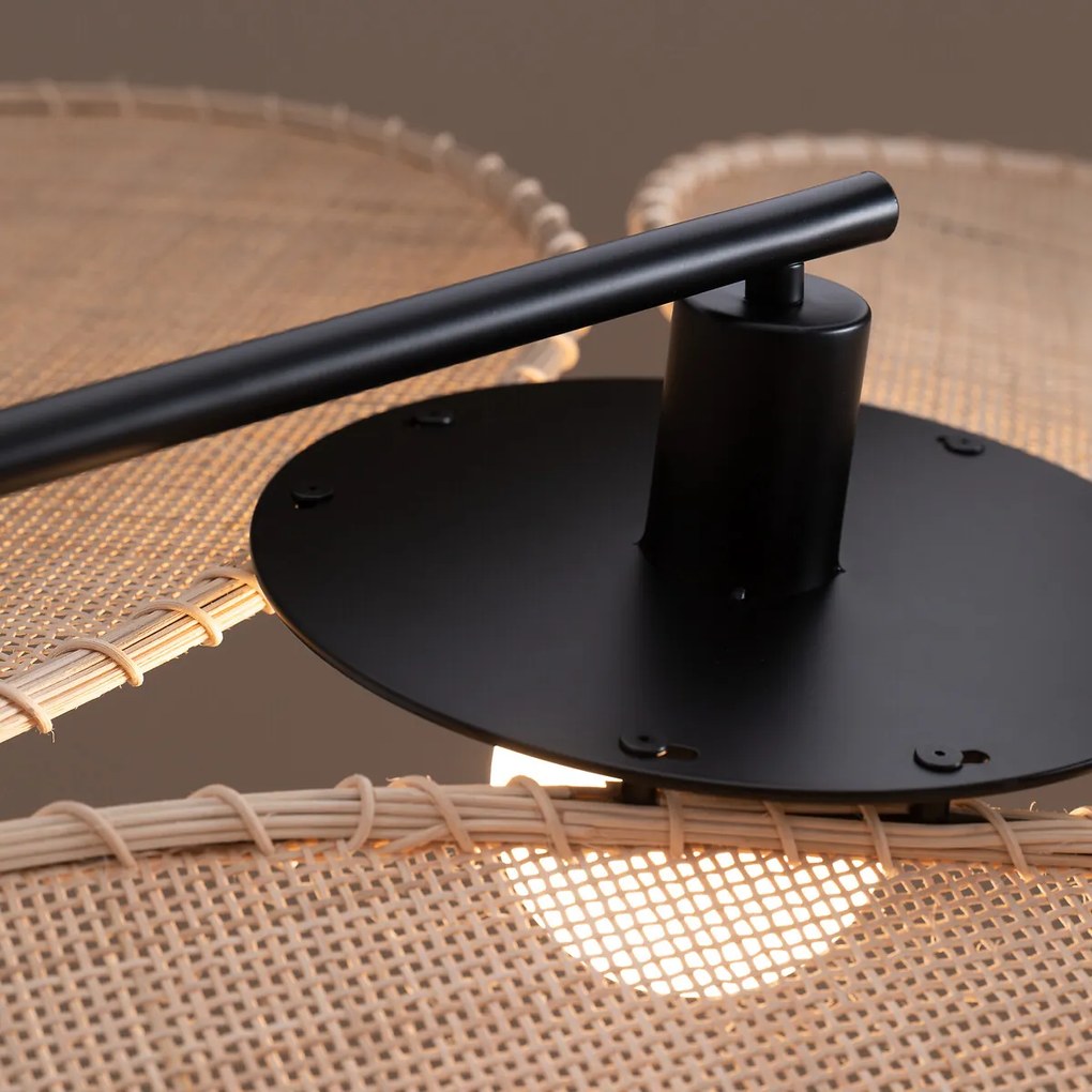 Rotan boogvormige vloerlamp, CANOPÉE, ontwerp Emmanuel Gallina