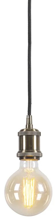 Moderne hanglamp brons met zwart kabel - Cava Classic Design, Industriele / Industrie / Industrial, Modern Minimalistisch E27 rond Binnenverlichting Lamp