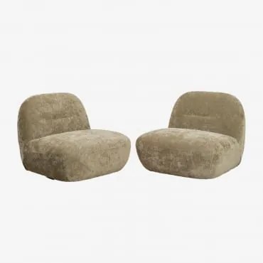 Set Van 2 Draaibare Fauteuils In Chenille Sernin Chenille Saliegroen - Sklum
