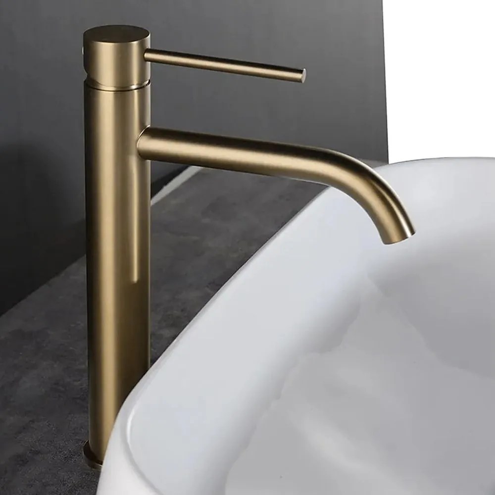 Wastafelkraan Rea Lungo Gold Brush High