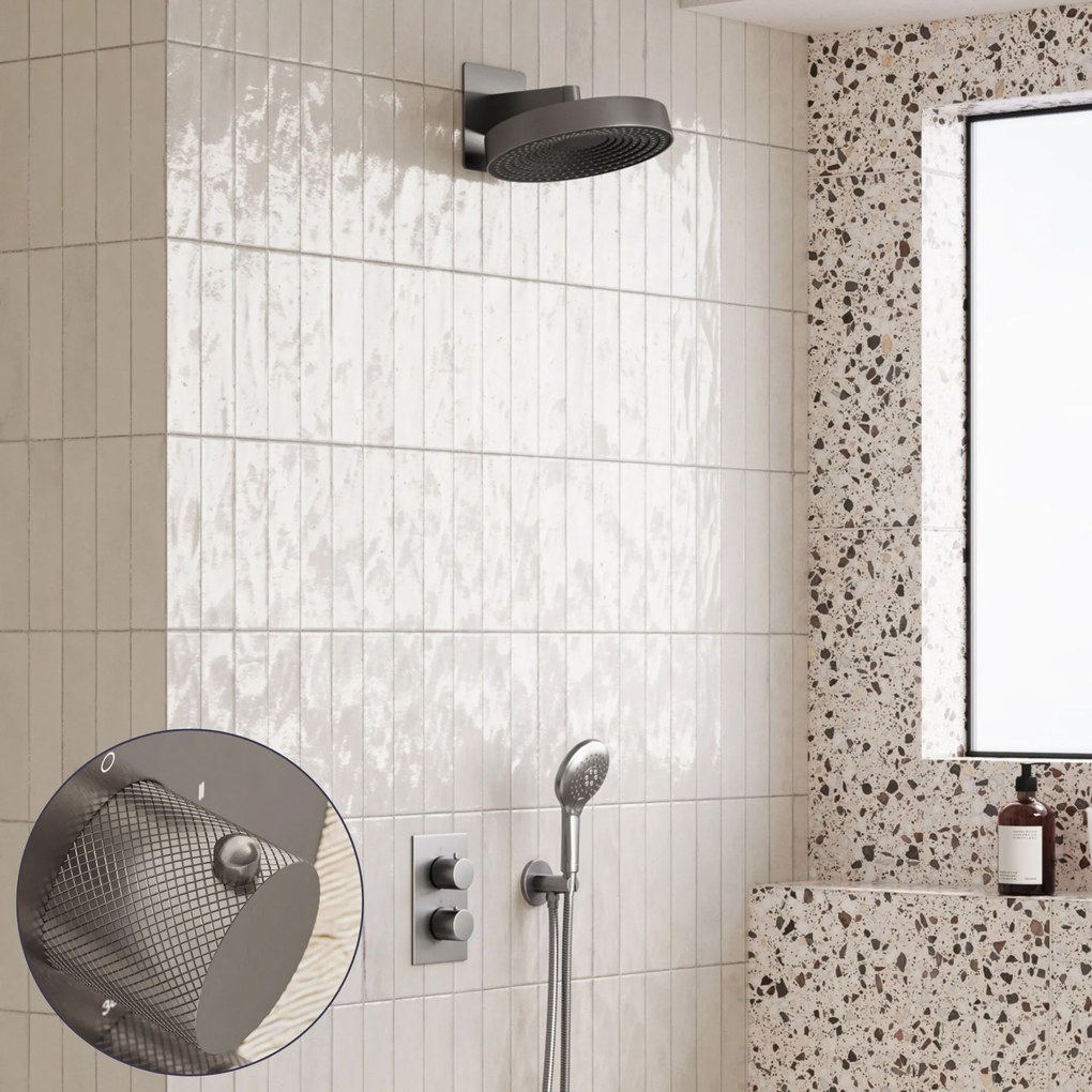 Saniclear Evolution Curved inbouw regendouche met 2 standen handdouche RVS