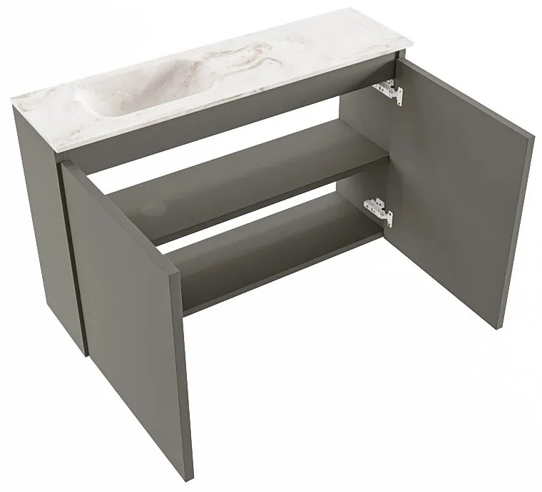 Mondiaz Ture DLux toiletmeubel 80cm smoke met wastafel frappe links met kraangat