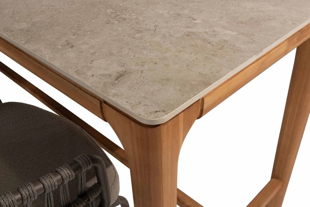 Taste by 4 Seasons Liam tuintafel teak counter tafel met keramisch blad 220 x 100 cm      beige weerbestendig